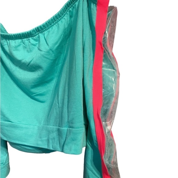 Off Shoulder Pink Strip Sweater Top - Picture 8 of 8